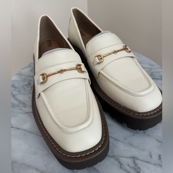 Sam Edelman Ivory Laurs Lug Sole Loafer Women’s Size 9 NIB Leather Gold Bit - Picture 7 of 10